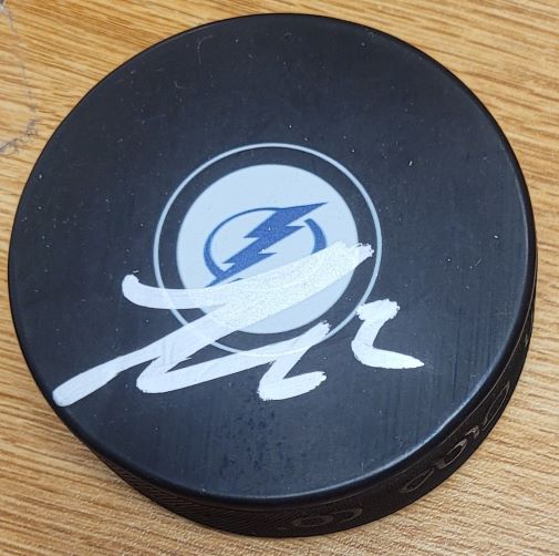 Autographed LUKE SCHENN Tampa Bay Lightning Hockey Puck