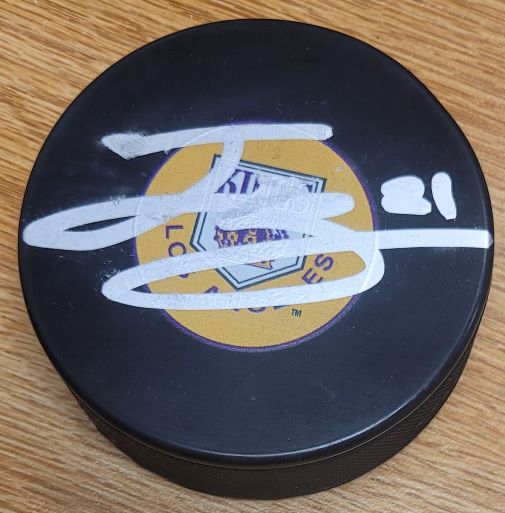 Autographed JORDAN SPENCE Los Angeles Kings Hockey Puck