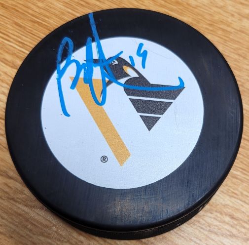 Autographed BRYAN TROTTIER Pittsburgh Penguins Hockey Puck