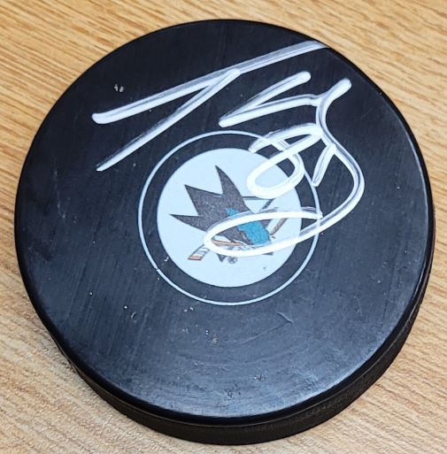 Autographed TYLER KENNEDY San Jose Sharks Hockey Puck
