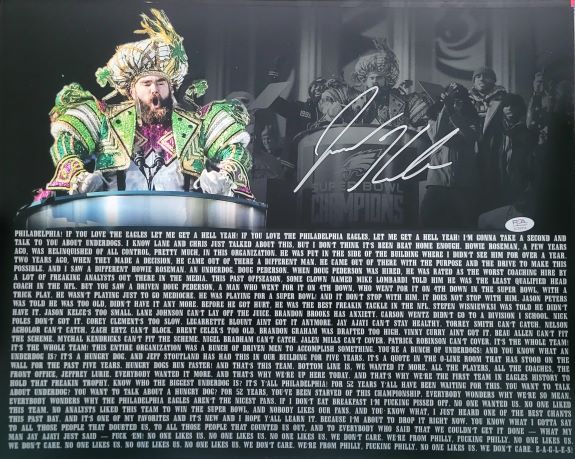 Autographed JASON KELCE Philadelphia Eagles 16x20 Photo -PSA Witness