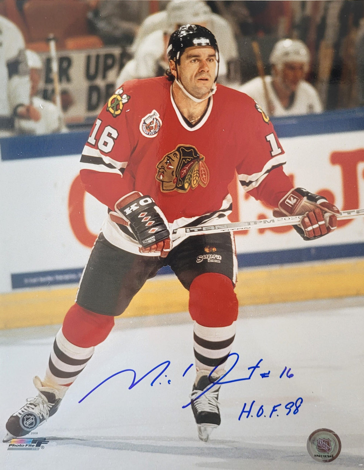 Autographed MICHEL GOULET "HOF 98" 11X14 Chicago Blackhawks Photo
