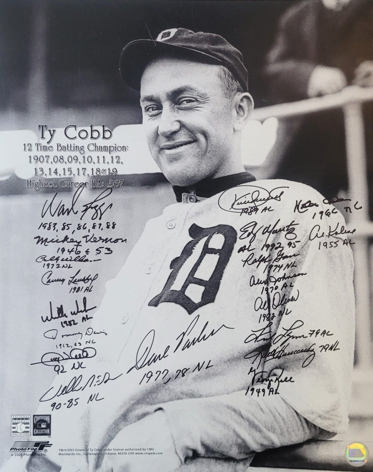 AUTOGRAPHED 16x20 BATTING LEADERS Photo 19 Signatures Puckett, Kaline etc.