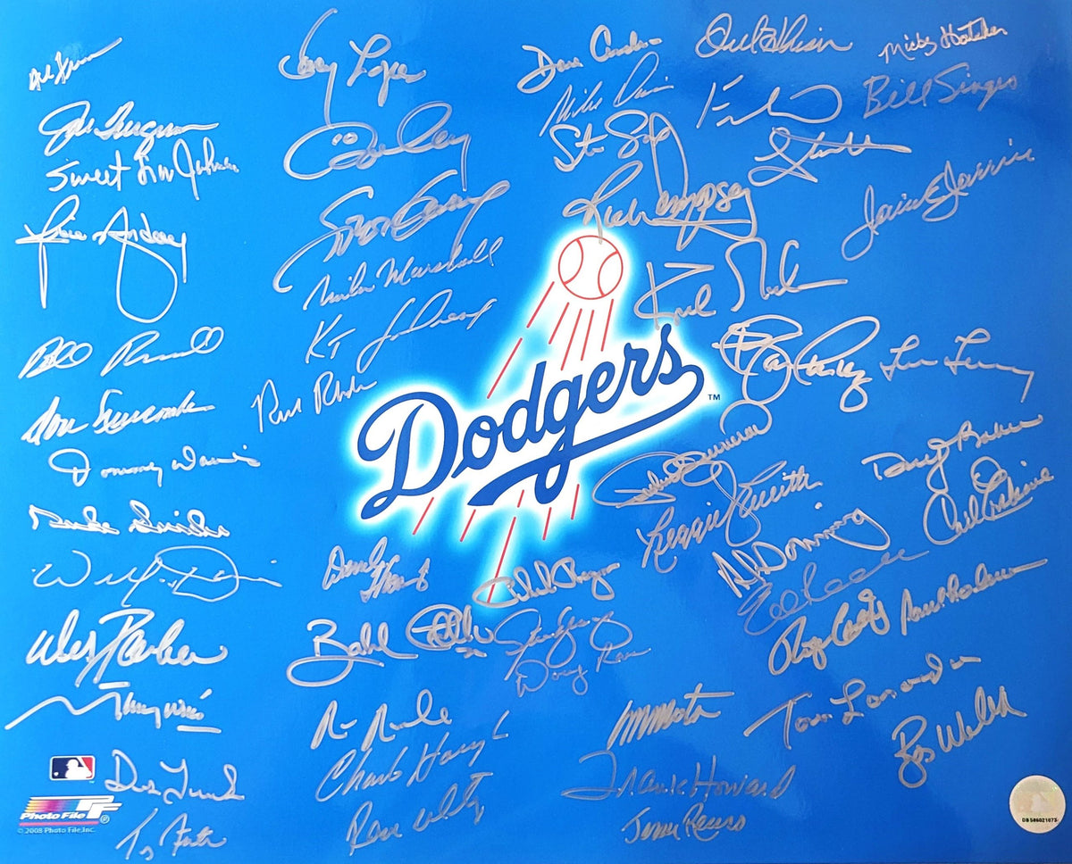 DODGERS LOGO 16x20 Photo 53 Signatures including LaSorda, Snider, Garvey, Hershiser