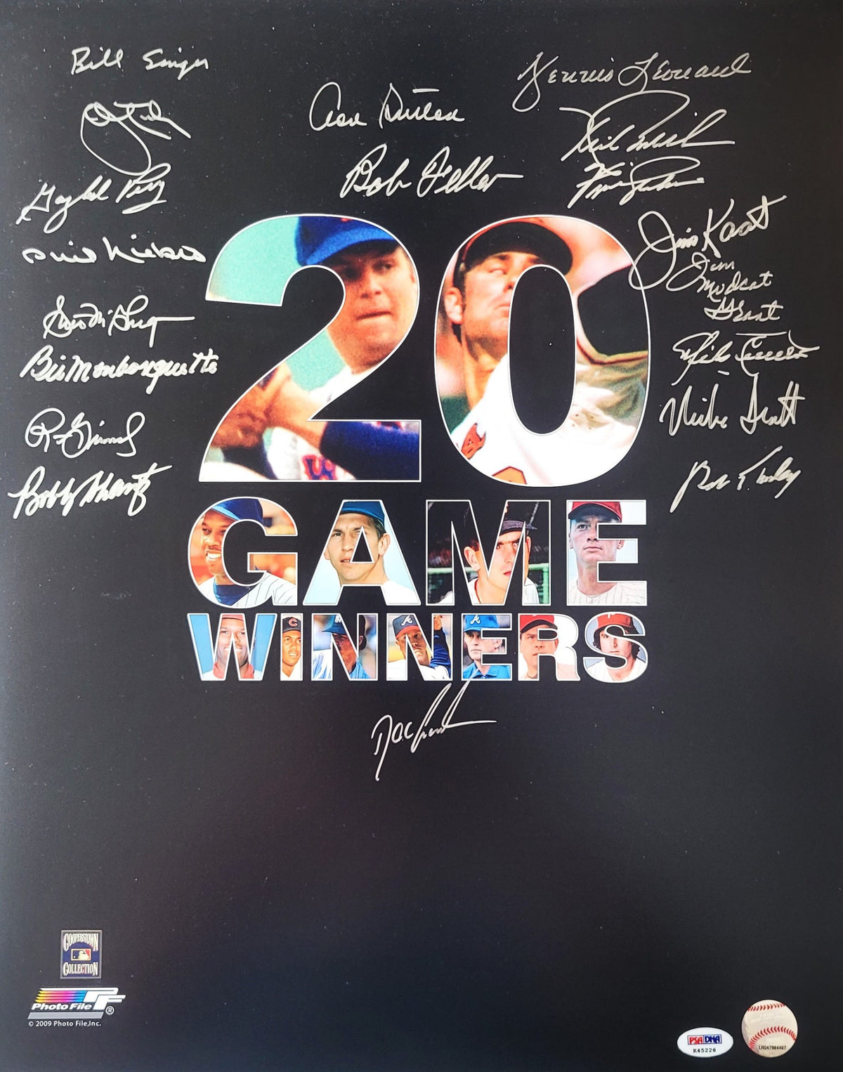 20 Game Winners 16x20 Photo 19 Signatures including Jim Kaat and Phil Niekro