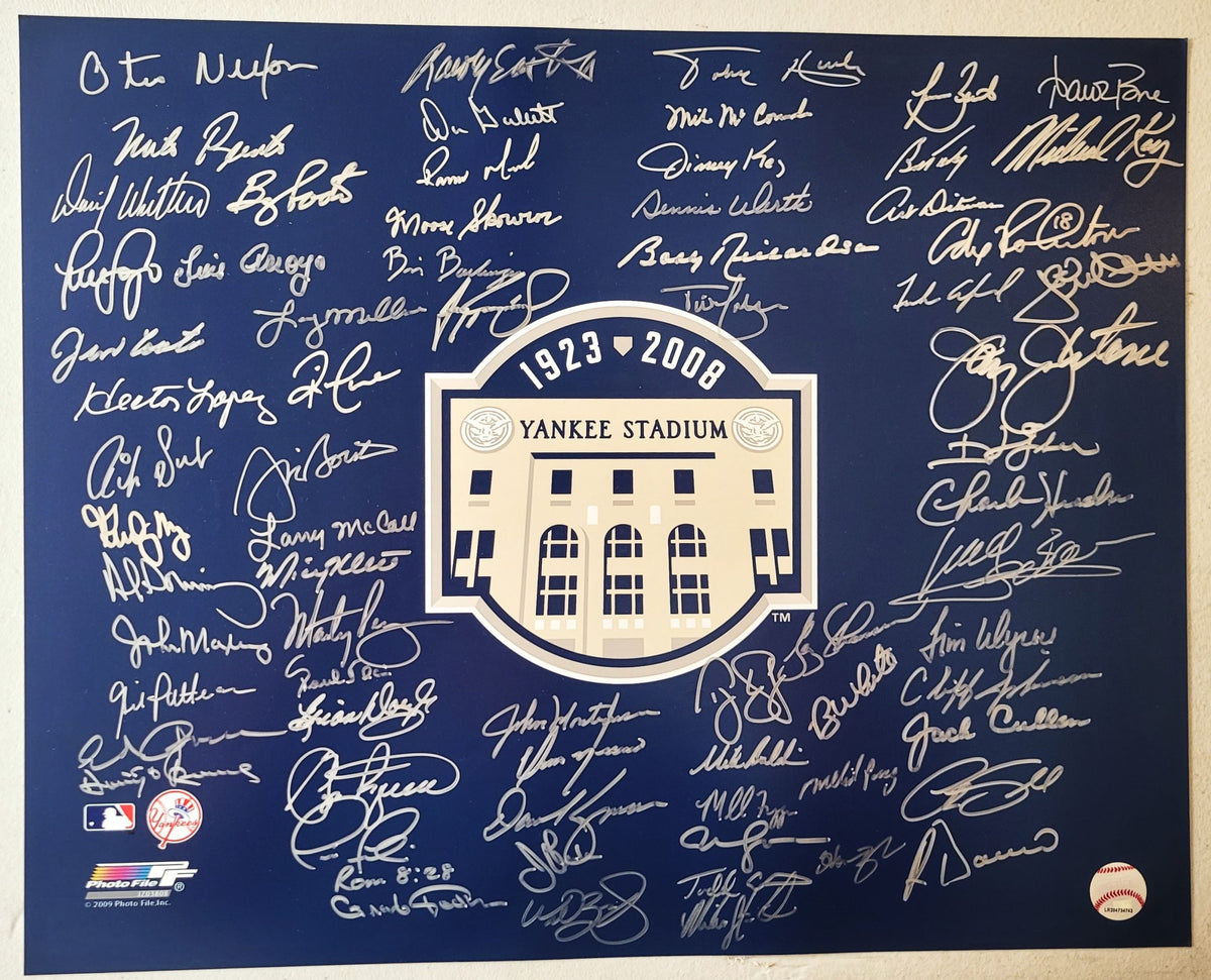 YANKEE STADIUM 16x20 Photo 70 Signatures including Bouton, Boone, Richardson etc.