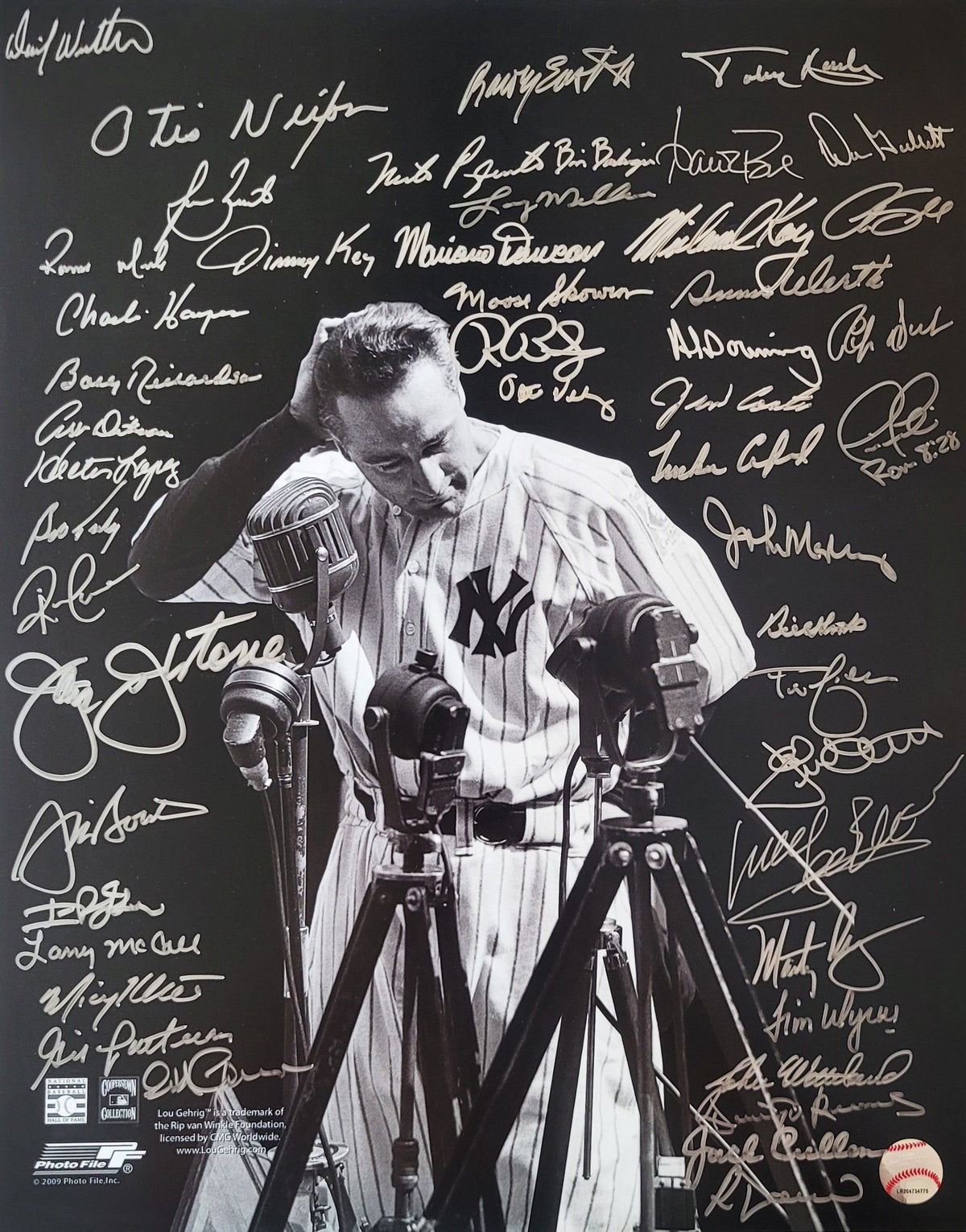 LOU GEHRIG SPEECH 16x20 Photo 48 Signatures including Boone, Key, Wetteland etc.
