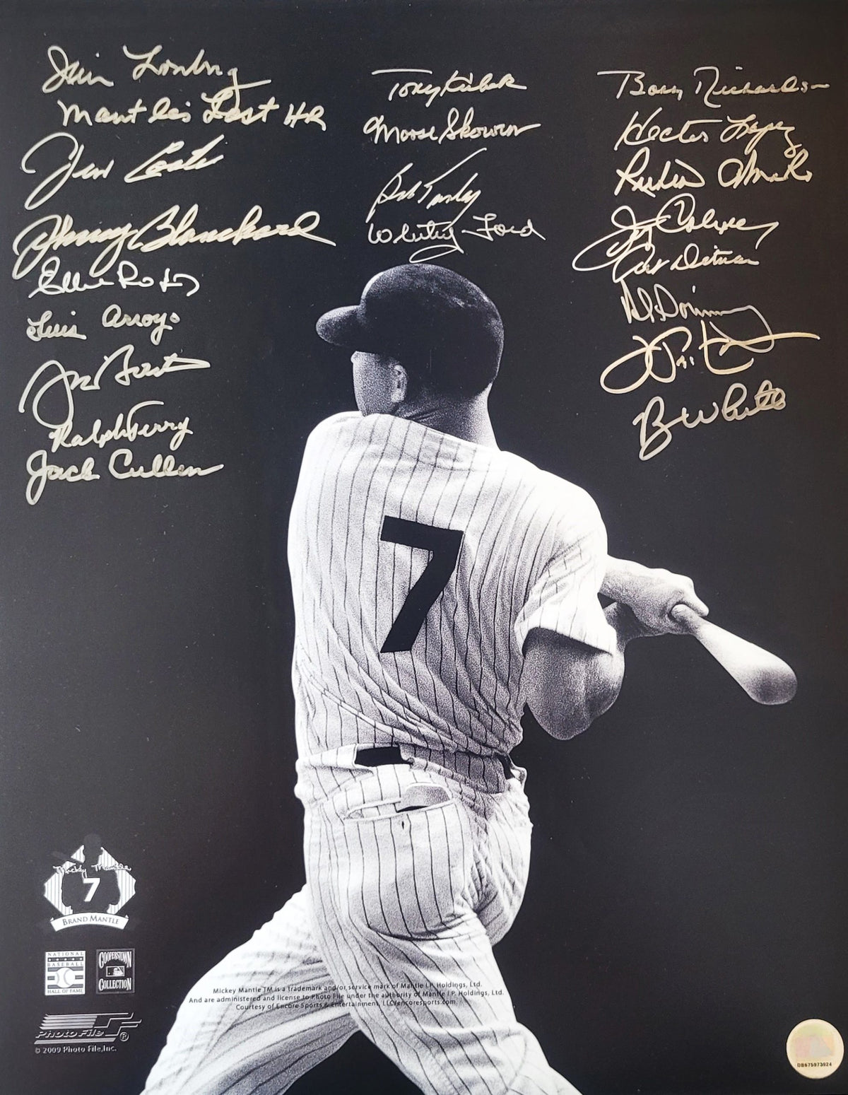 MICKEY MANTLE 16x20 Photo 20 Signatures including Whitey Ford, Kubek, Coleman