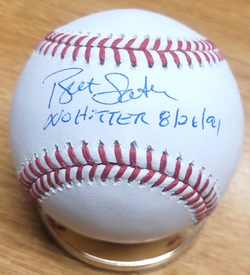 Autographed Bret Saberhagen "No Hitter 8/26/91"  Rawlings Official Major League Baseball