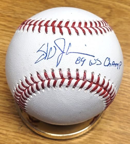 STAN JAVIER "89 WS Champs" Autographed Official Major League Baseball