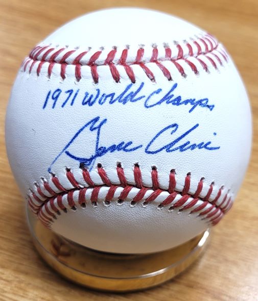 Autographed GENE CLINES "1971 World Champs" Official Major League Baseball