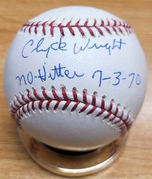 Autographed CLYDE WRIGHT "No-Hitter 7/3/70" Official Major League Baseball