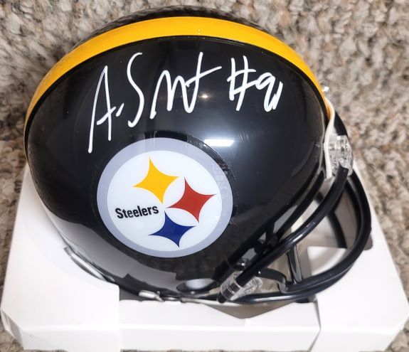 Autographed AARON SMITH Pittsburgh Steelers Mini Helmet with COA