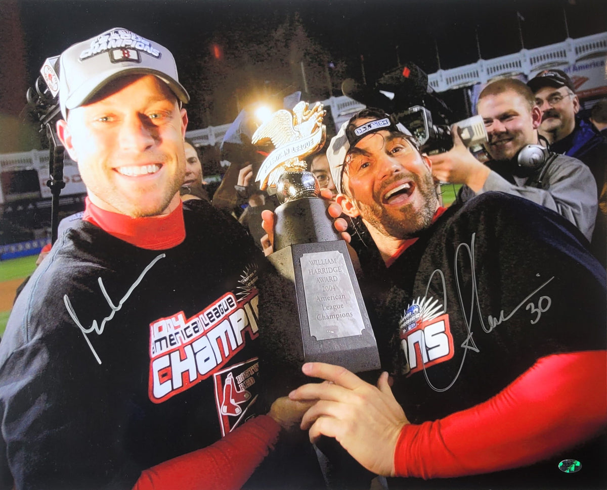 AUTOGRAPHED GABE KAPLER and CURTIS LESKANIC 16X20 Boston Red Sox photo