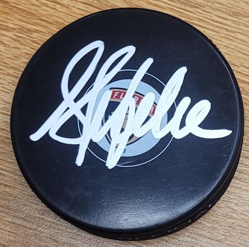Autographed SYLVAIN LEFEBVRE Florida Panthers Hockey Puck