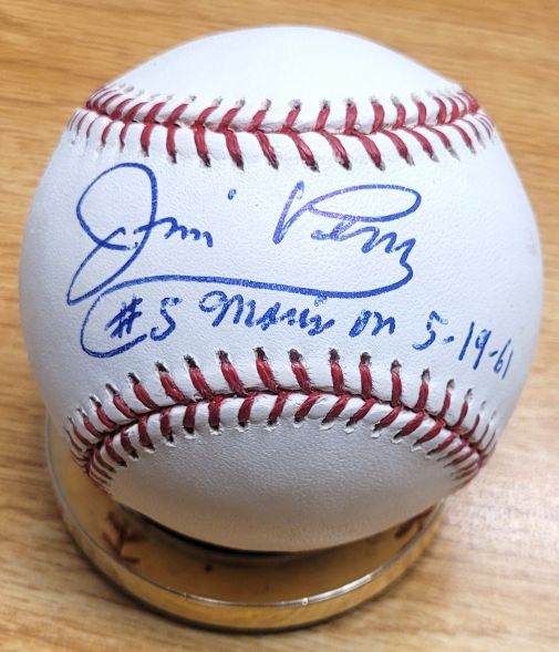 Autographed Jim Perry "#5 Maris 5/19/61" Official Rawlings Major League Baseball