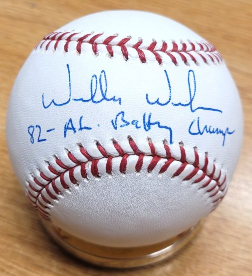 Autographed Willie Wilson "82 AL Batting Champ" Official Major League Baseball