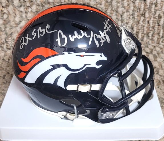 Autographed BUBBY BRISTER "2X SBC" Denver Broncos Mini Helmet