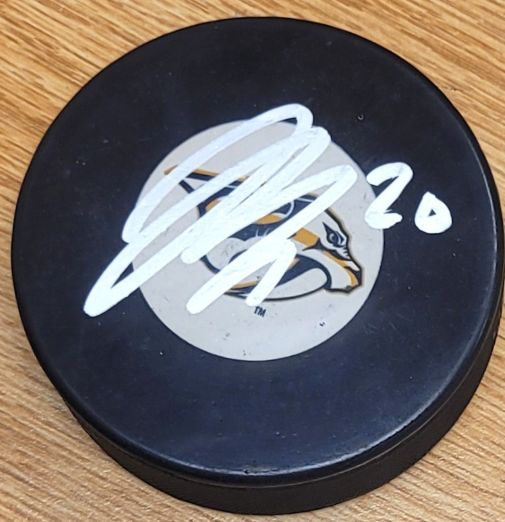 Autographed Justin Barron Nashville Predators Hockey Puck