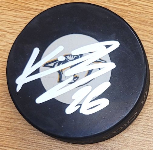 Autographed KIEFFER BELLOWS Nashville Predators Hockey Puck