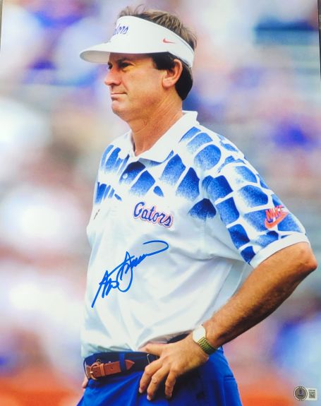 Autographed STEVE SPURRIER 16x20 University of Florida Gators Photo Beckett