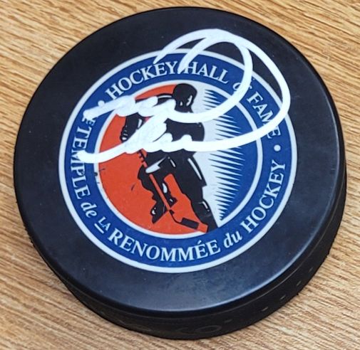 AUTOGRAPHED Mark Recchi Hall of Fame Hockey Puck