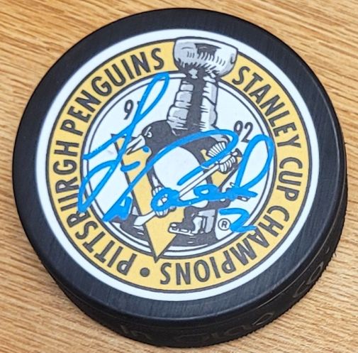 Autographed JIM PAEK Pittsburgh Penguins 1991-92 Stanley Cup Hockey Puck