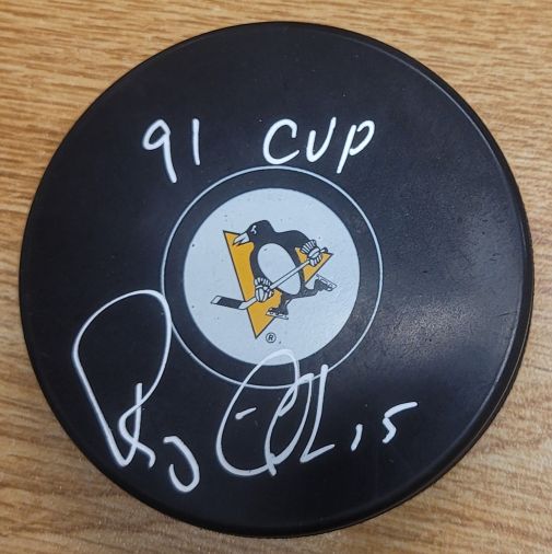 Autographed RANDY GILHEN "91 Cup" Pittsburgh Penguins Hockey Puck