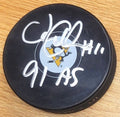 Autographed JOHN CULLEN "91 AS" Pittsburgh Penguins Hockey Puck