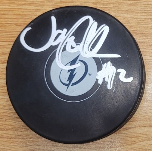 Autographed JOHN CULLEN Tampa Bay Lightning Hockey Puck