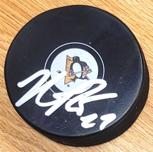 Autographed NICK BJUGSTAD Pittsburgh Penguins Hockey Puck