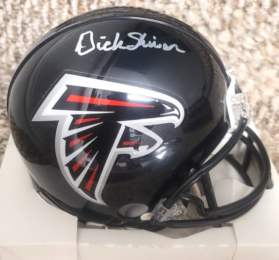 Autographed DICK SHINER Atlanta Falcons Mini Helmet