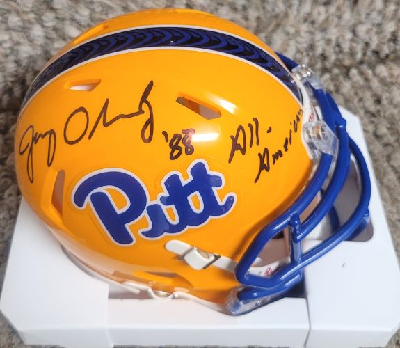 Autographed JERRY OLSAVSKY "88 All American" Pitt Panthers Mini Helmet