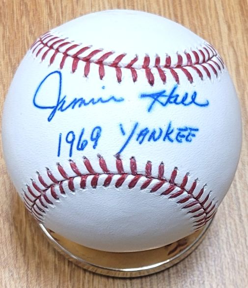 Jimmie Hall "1969 Yankee" Autographed Official Major League Baseball