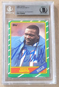 Autographed 1986 Bruce Smith Buffalo Bills Topps Rookie Card #389 BAS Beckett Slabbed