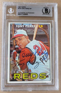 Autographed 1967 Topps Tony Perez Cincinnati Reds Card  #476 Beckett Slabbed
