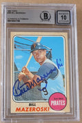 1968 Topps Autographed Bill Mazeroski Pittsburgh Pirates card #390 BAS Beckett slabbed -Auto Graded 10