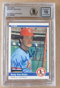 Autographed  ANDY VAN SLYKE St. Louis Cardinals 1984 Fleer Card BAS Beckett Slabbed 10