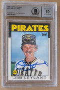 Autographed JIM LEYLAND Pittsburgh Pirates 1986 Topps Card BAS Beckett Slabbed