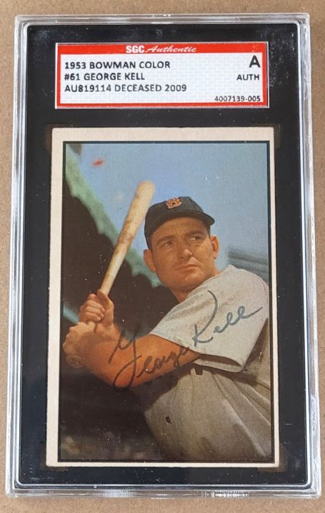Autographed GEORGE KELL Boston Red Sox 1953 Bowman Card SGC Slabbed
