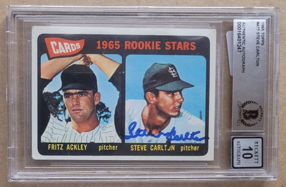 1965 Topps Autographed STEVE CARLTON St. Louis Cardinals Rookie card #477 BAS Beckett slabbed -Auto Graded 10