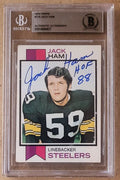 Autographed 1973 Topps JACK HAM Pittsburgh Steelers Rookie card #115 Beckett Slabbed-10