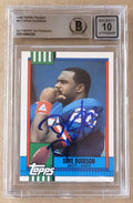 Autographed 1990 Topps DAVE DUERSON New York Giants Card #61T BAS Beckett Slabbed 10
