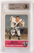 Autographed 1962 Fleer Ron Mix San Diego Chargers Card #82 Beckett Slabbed BAS