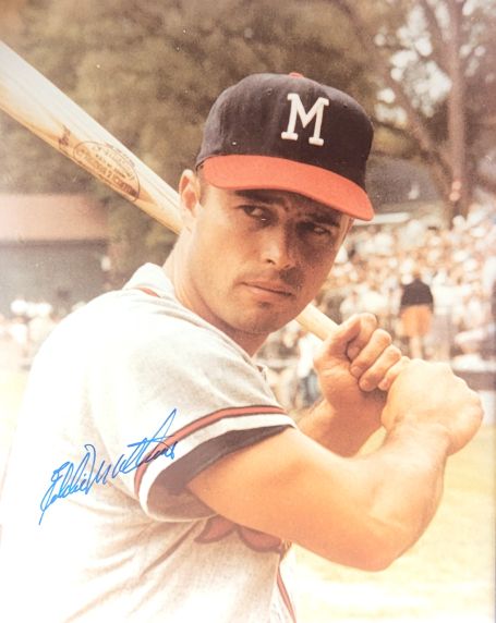 Autographed EDDIE MATHEWS 11x14 Milwaukee Braves photo