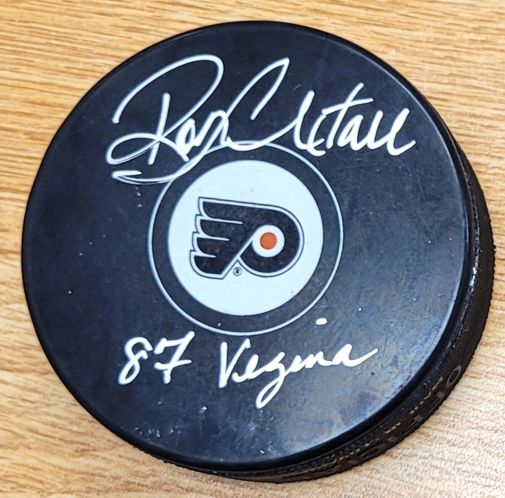 Autographed RON HEXTALL "87 Vezina" Philadelphia Flyers Hockey Puck