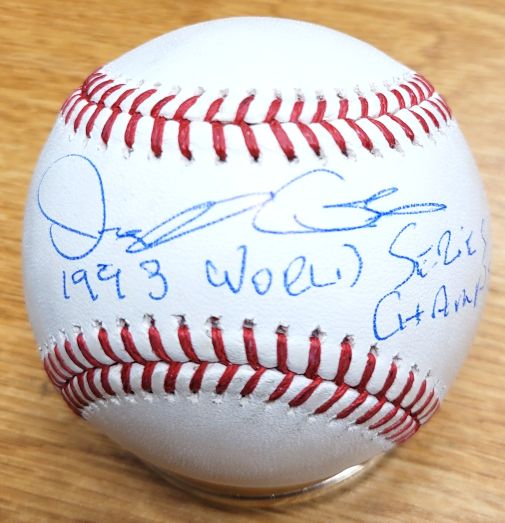 Autographed DARNELL COLES "1993 World series Champs" Official Major League Baseball