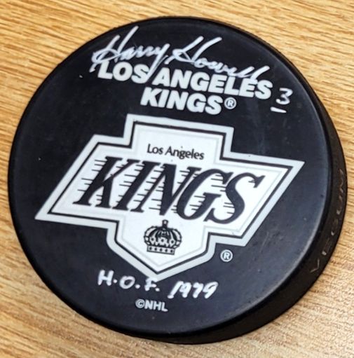 Harry Howell "HOF 1979" Autographed Los Angeles Kings Hockey Puck