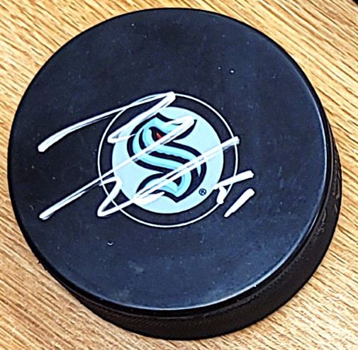 Autographed SHANE WRIGHT Seattle Kraken Hockey Puck
