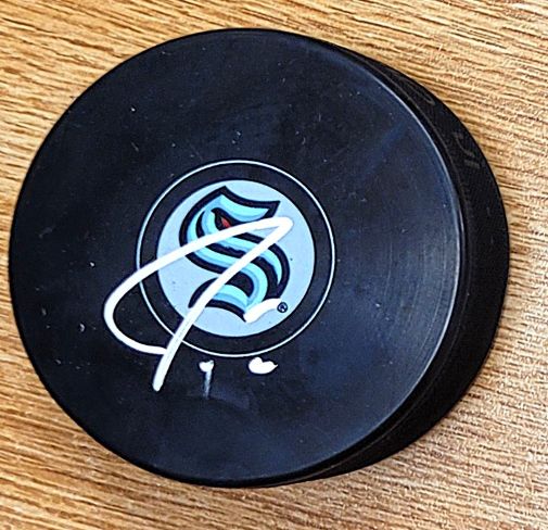 Autographed JORDAN EBERLE Seattle Kraken Hockey Puck